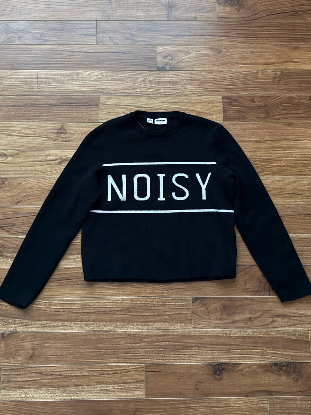 Noisy May Black "Noisy" Graphic Crewneck Sweater – Size S / Small